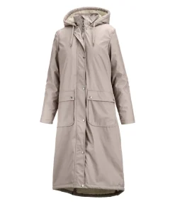 Felix Bühler Manteau de pluie long à capuche doublé en fourrure Teddy Paris taupe Outlet