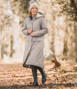 Felix Bühler Manteau de pluie long à capuche doublé en fourrure Teddy Paris taupe Outlet