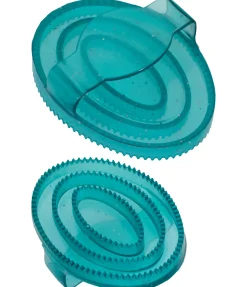 SHOWMASTER Mini étrille en caoutchouc à paillettes vert paon Sale