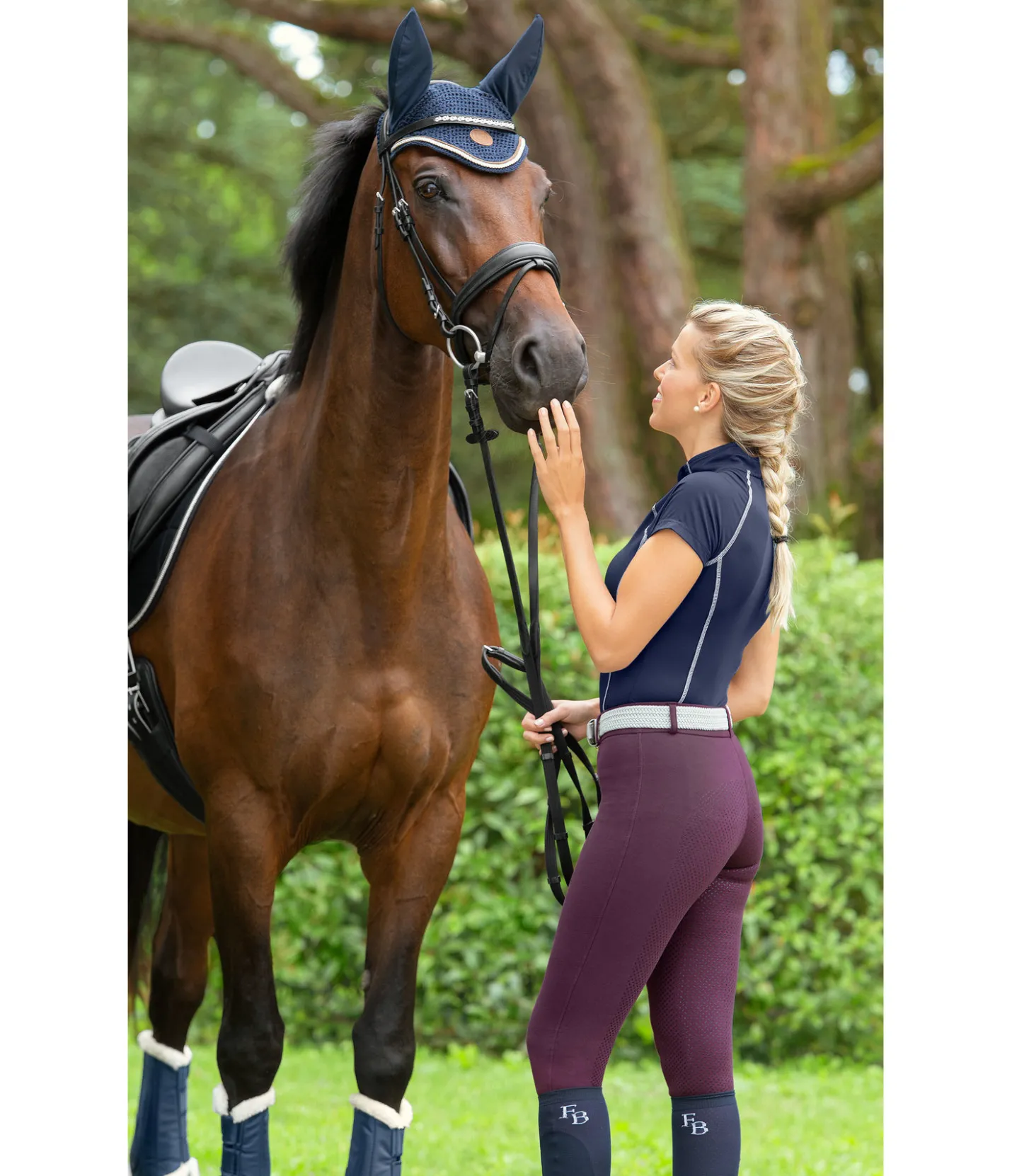 Equilibre Pantalon d'équitation à fond intégral grip Basic prune Sale