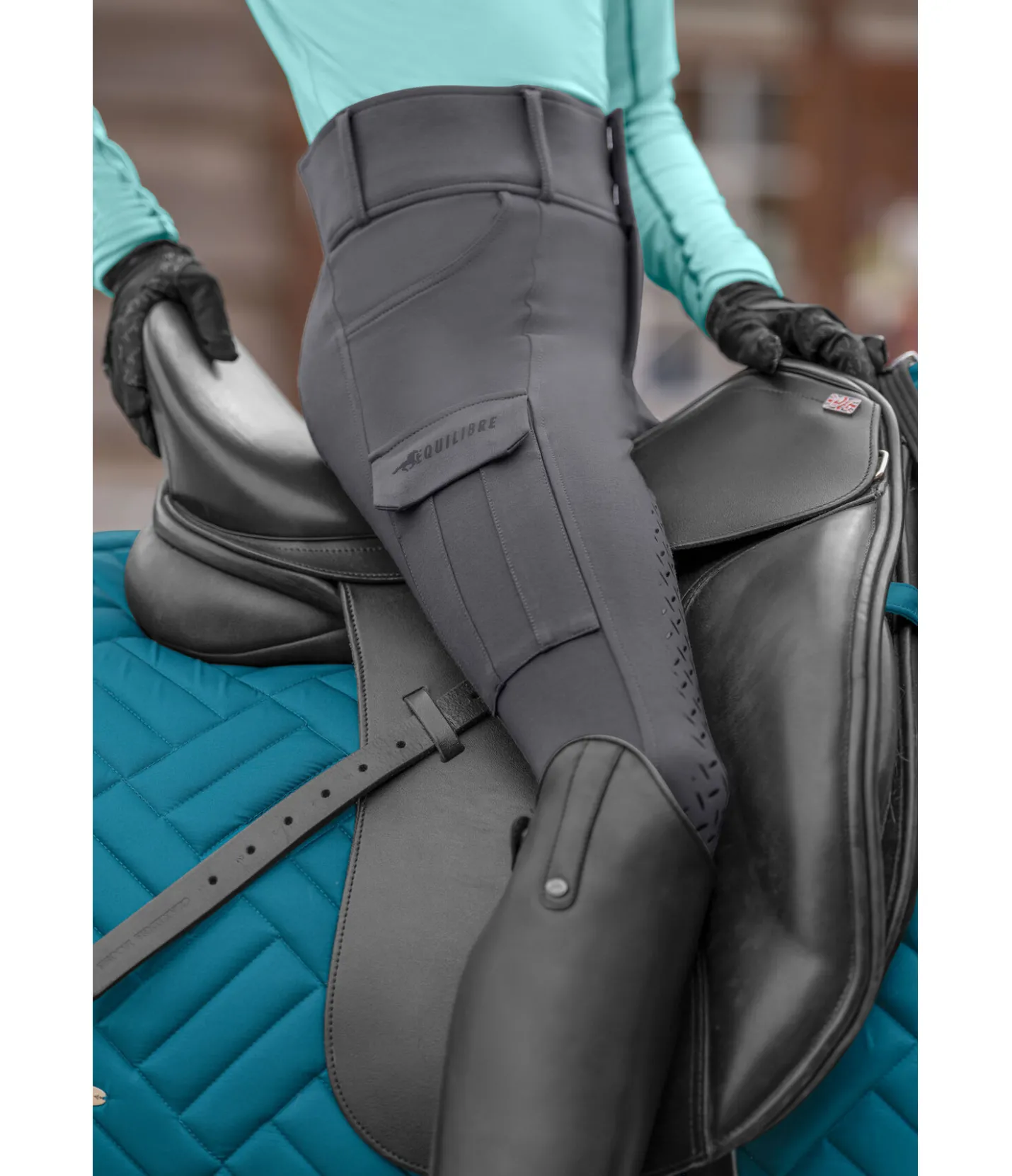 Equilibre Pantalon d'équitation cargo à fond intégral Carla noir New