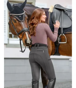 Equilibre Pantalon d'équitation confort taille haute à fond intégral grip Juliane carbone Sale