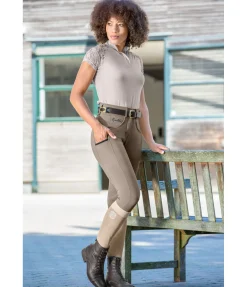 Equilibre Pantalon d'équitation confort taille haute à fond intégral grip Juliane noisette Outlet