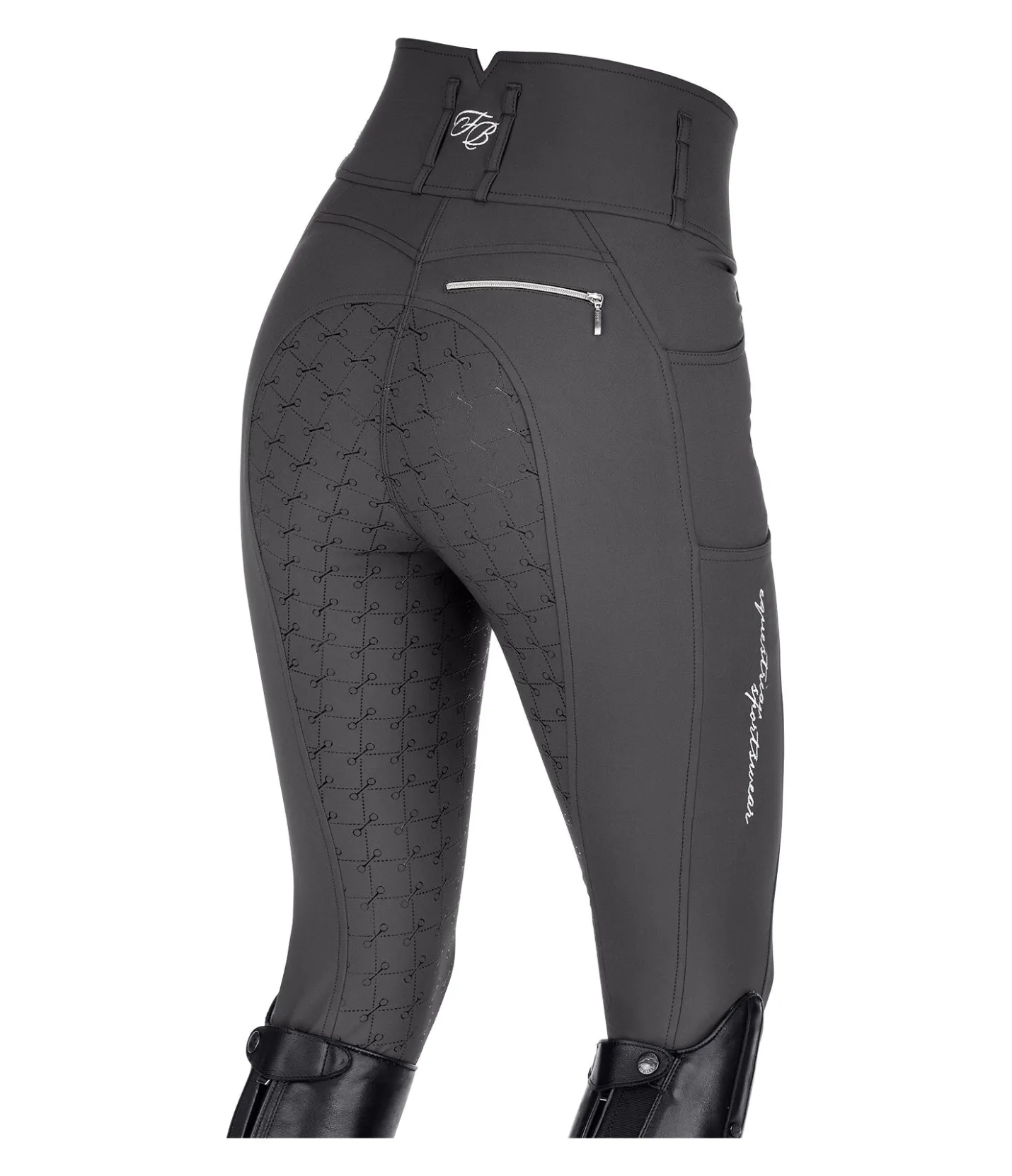 Felix Bühler Pantalon d'équitation confort taille haute à fond intégral grip Tabea carbone Hot