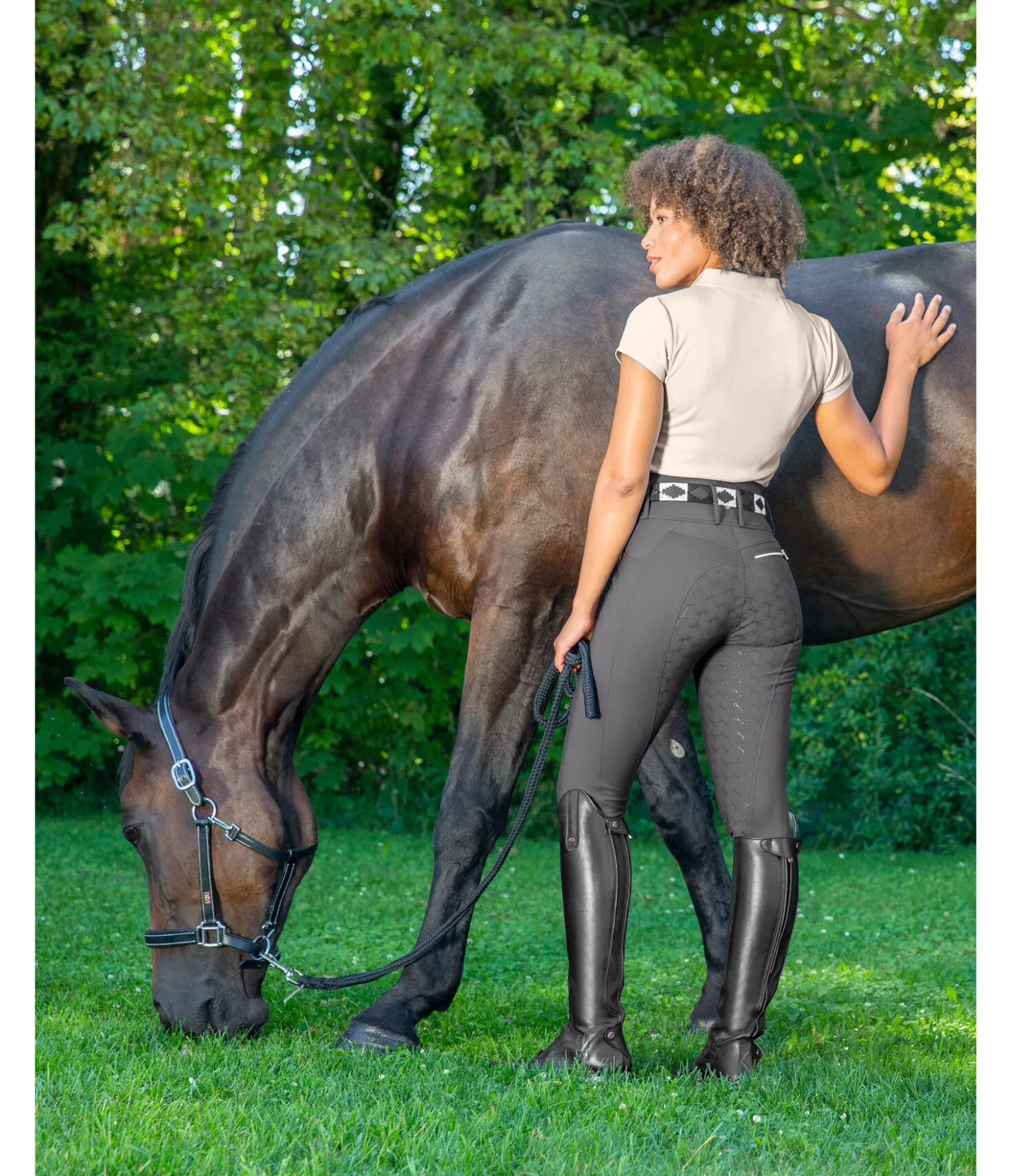 Felix Bühler Pantalon d'équitation confort taille haute à fond intégral grip Tabea carbone Hot