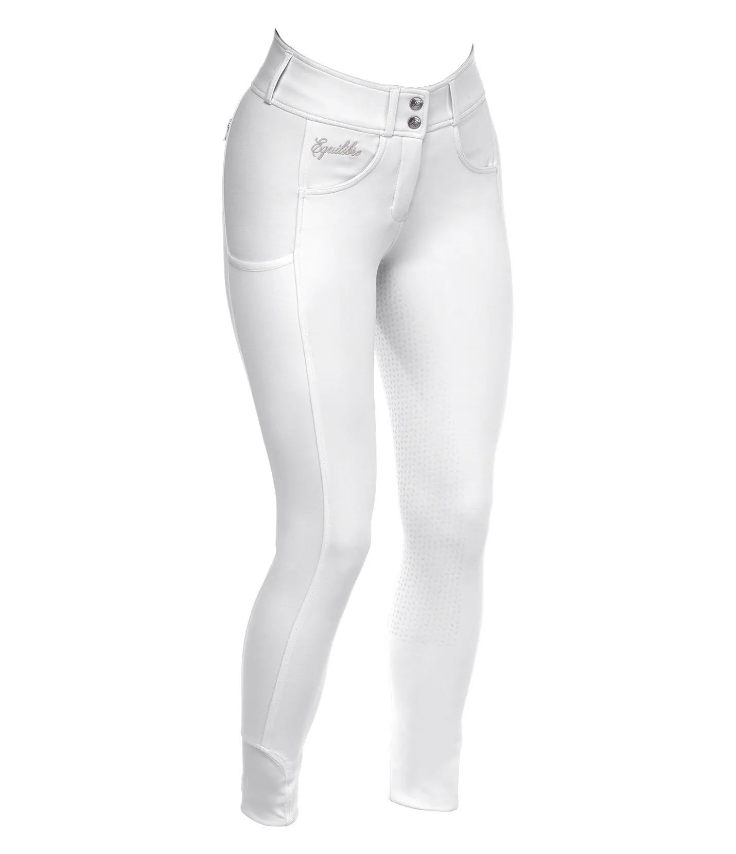 Equilibre Pantalon d'équitation confort taille haute à fond intégral grip Juliane blanc