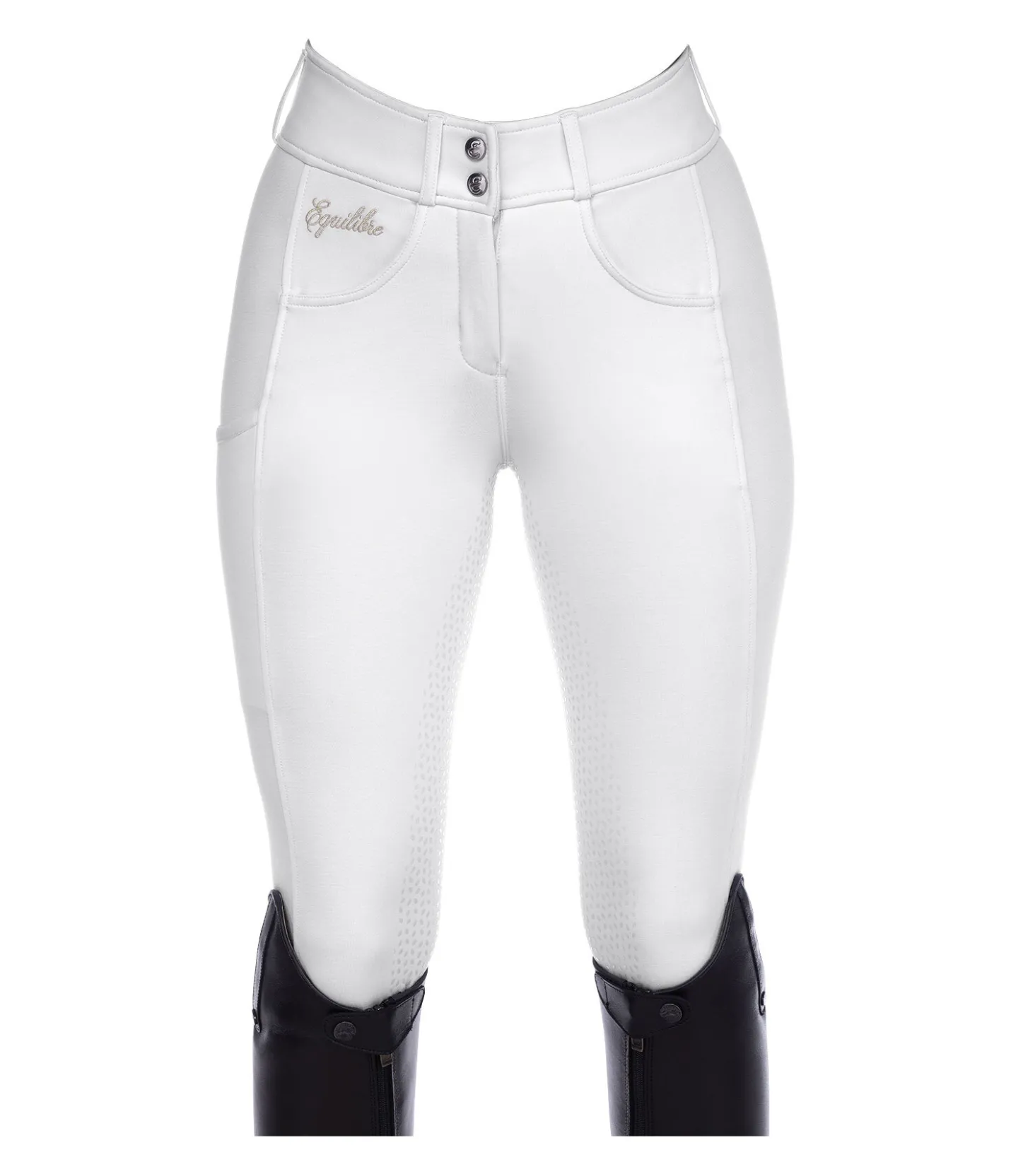 Equilibre Pantalon d'équitation confort taille haute à fond intégral grip Juliane blanc