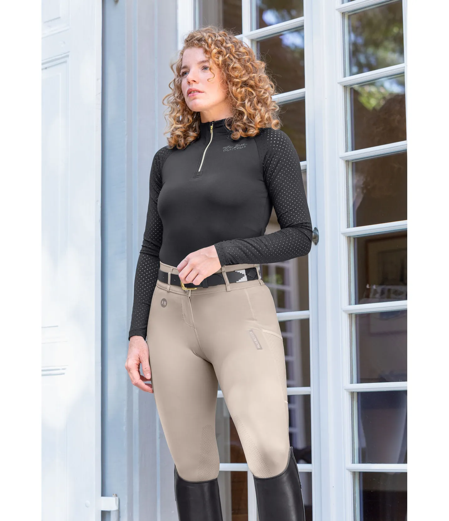 Felix Bühler Pantalon d'équitation d'été hybride à fond intégral grip Samira-Mesh champagne New
