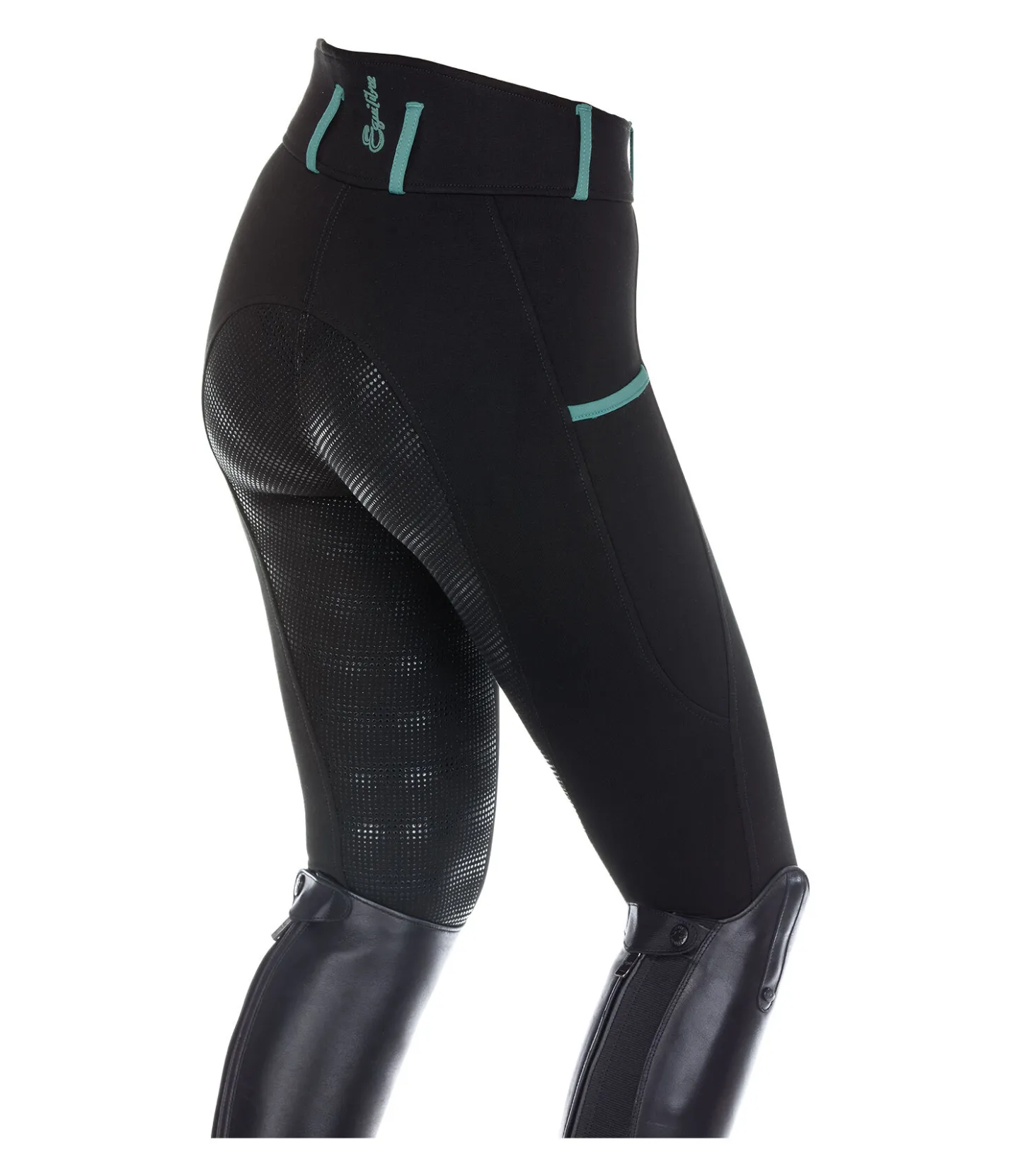 Equilibre Pantalon d'équitation taille haute à fond intégral enfant Olwen noir Sale