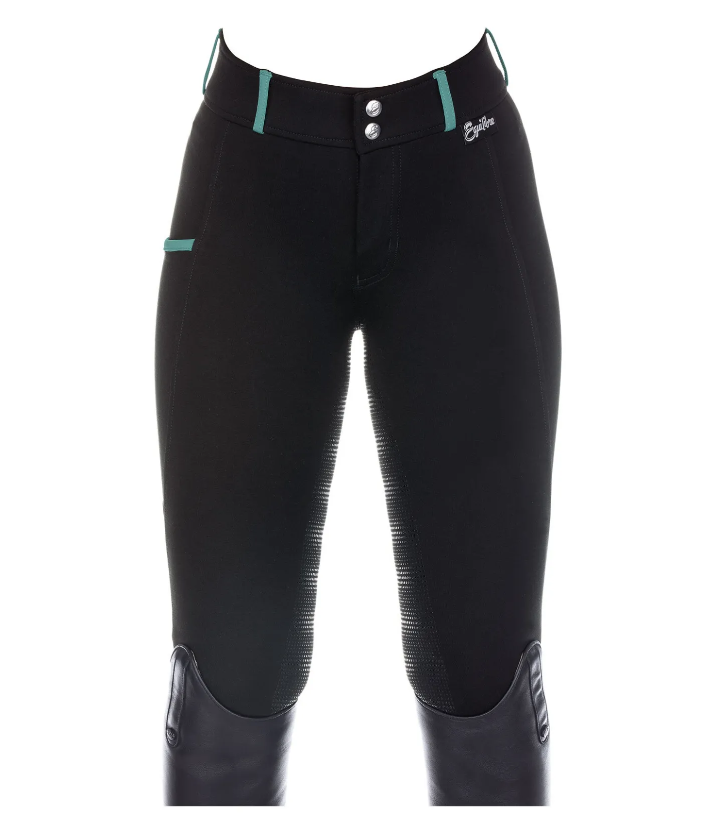 Equilibre Pantalon d'équitation taille haute à fond intégral enfant Olwen noir Sale