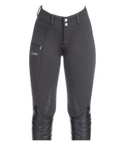 Equilibre Pantalon d'équitation thermique et hybride à fond intégral grip enfant Talea carbone Hot