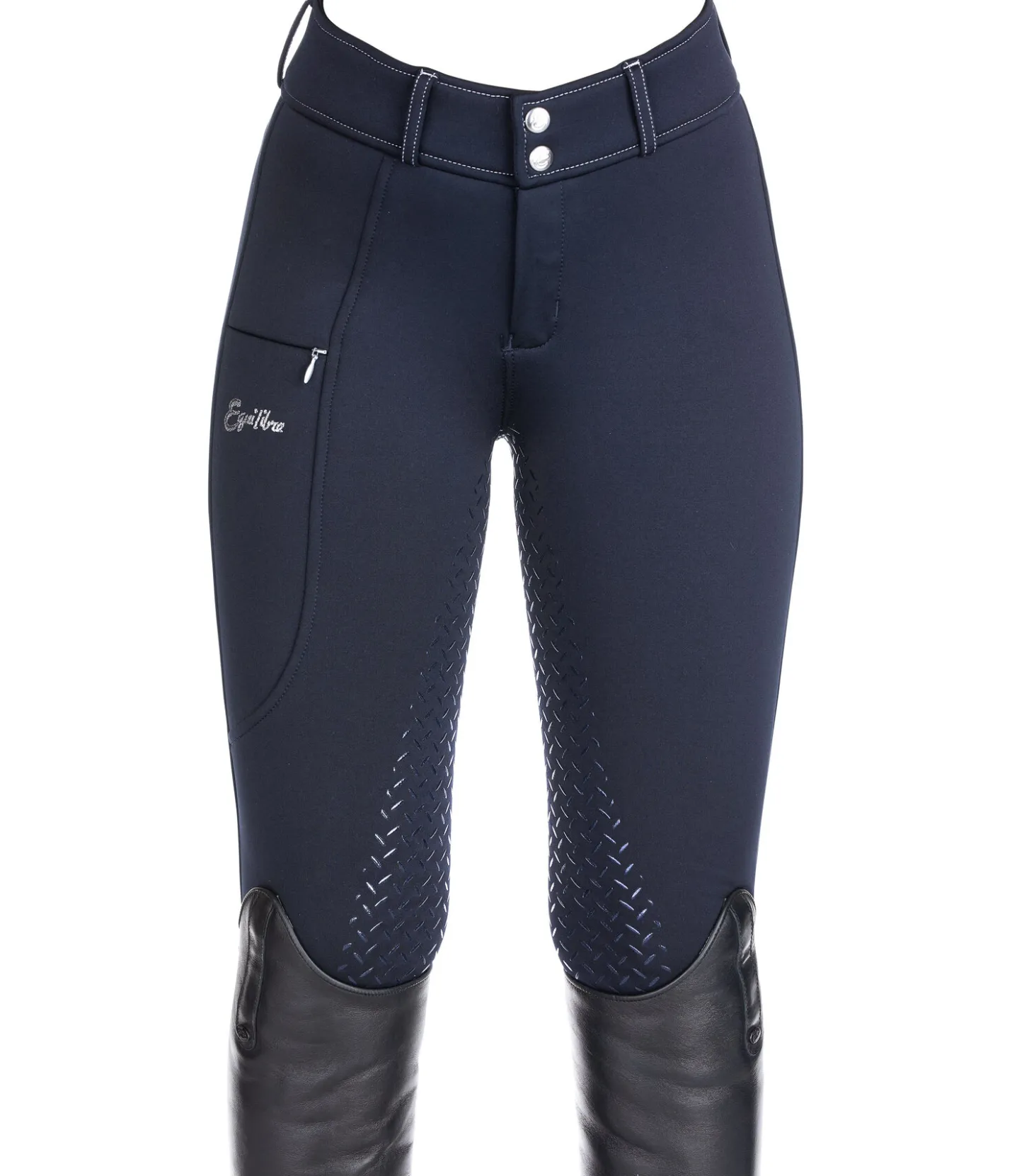 Equilibre Pantalon d'équitation thermique et hybride à fond intégral grip enfant Talea bleu minuit Sale