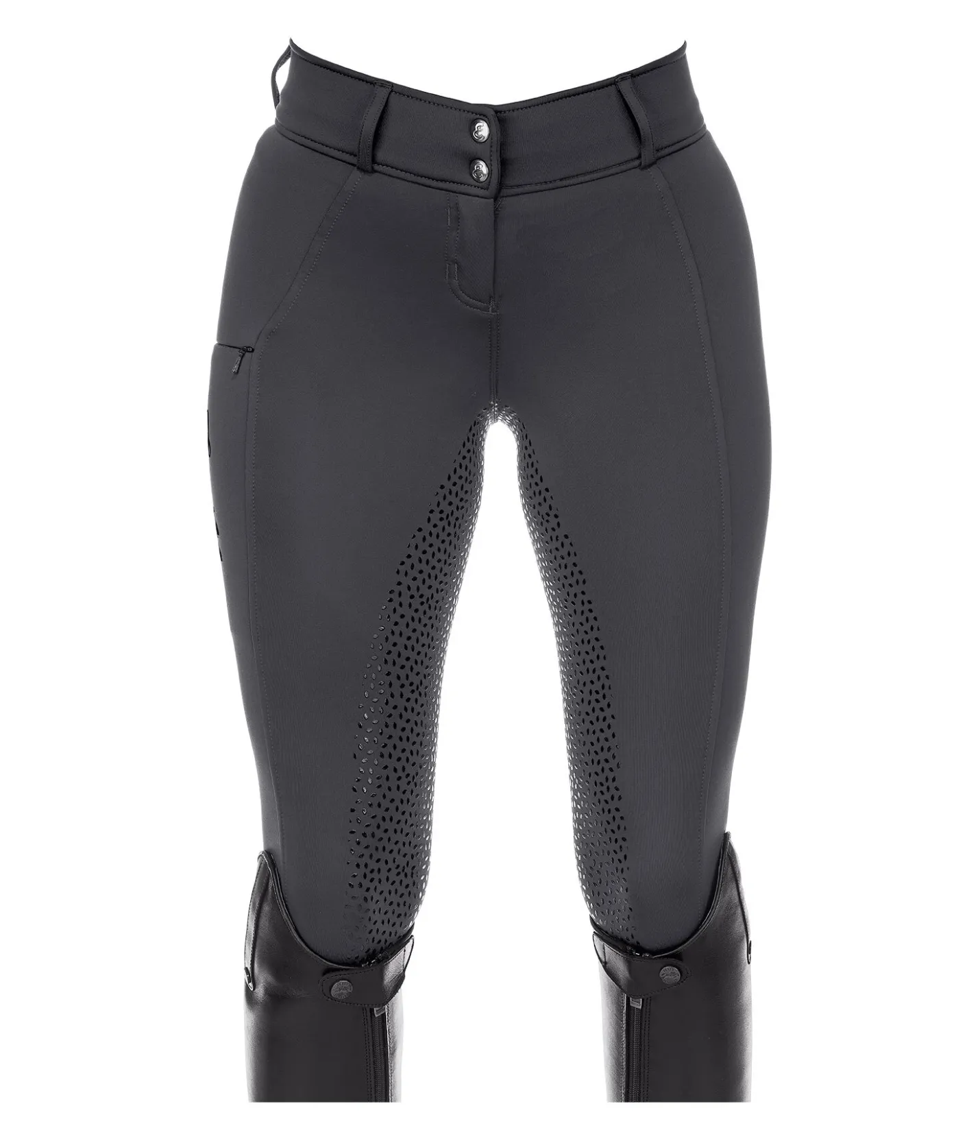 Equilibre Pantalon d'équitation thermique hybride à fond intégral Grip Marleen carbone Sale