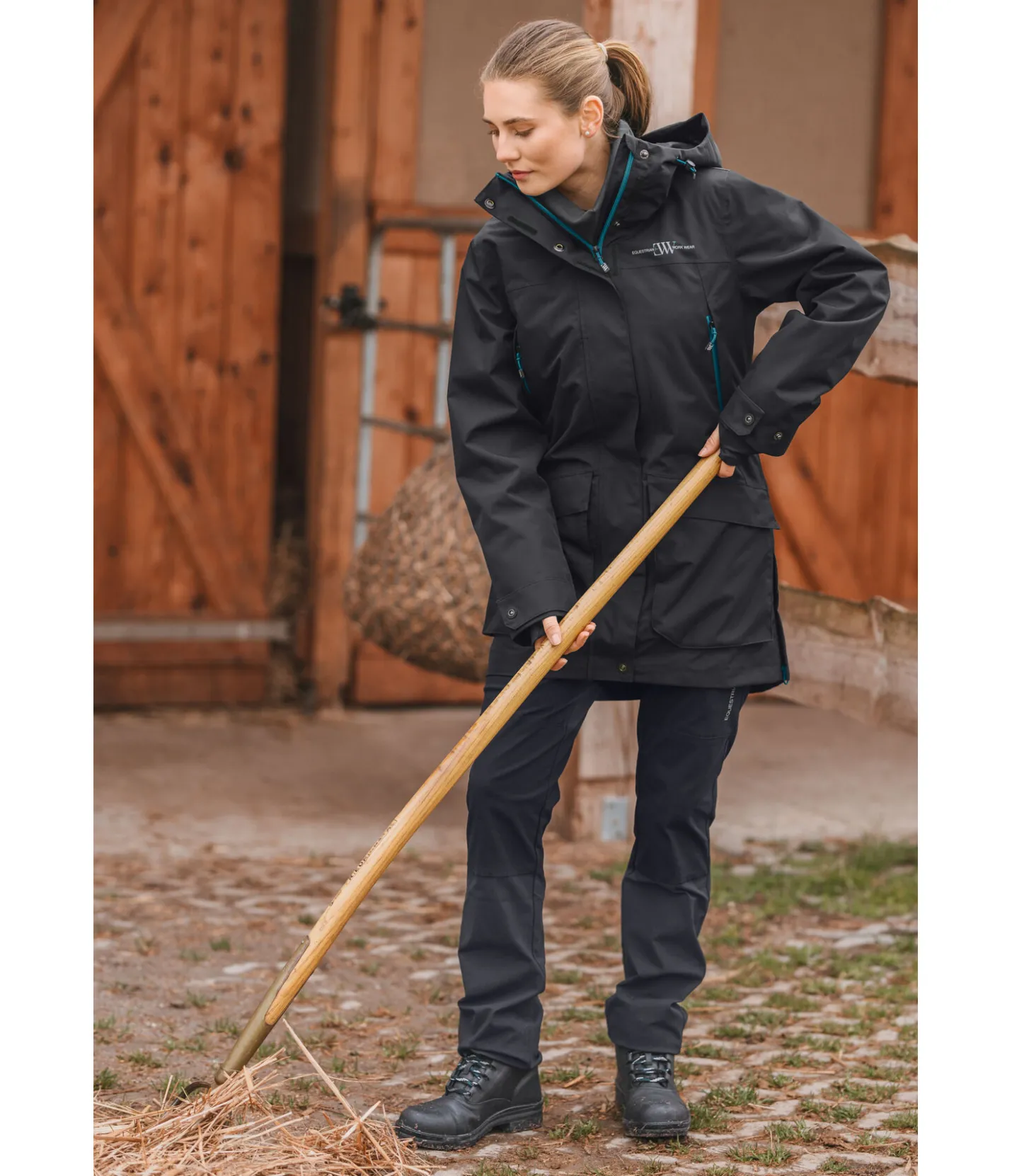 EQUESTRIAN WORK WEAR Parka d'extérieur technique 3 en 1 avec gilet amovible noir Sale