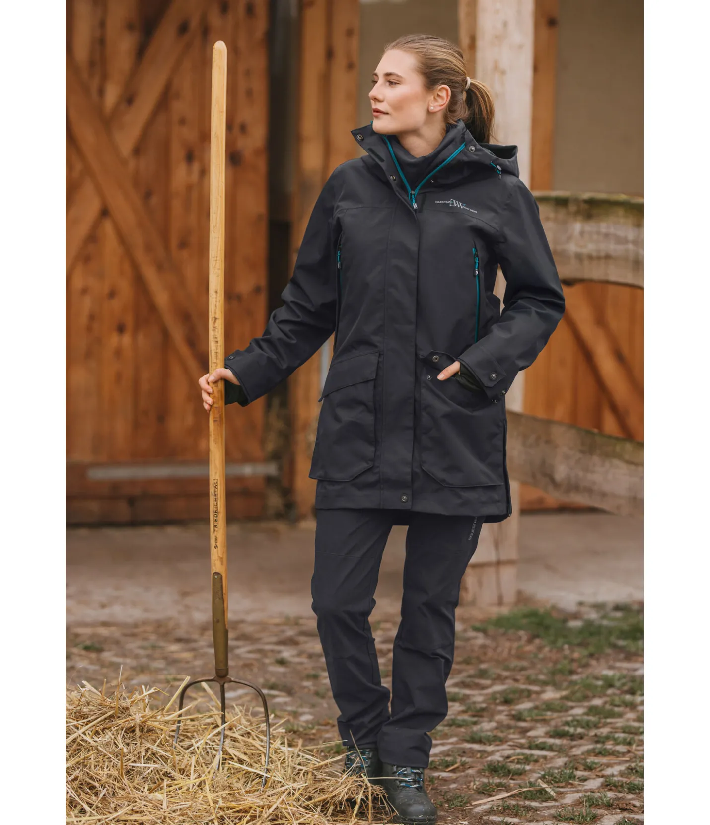 EQUESTRIAN WORK WEAR Parka d'extérieur technique 3 en 1 avec gilet amovible noir Sale