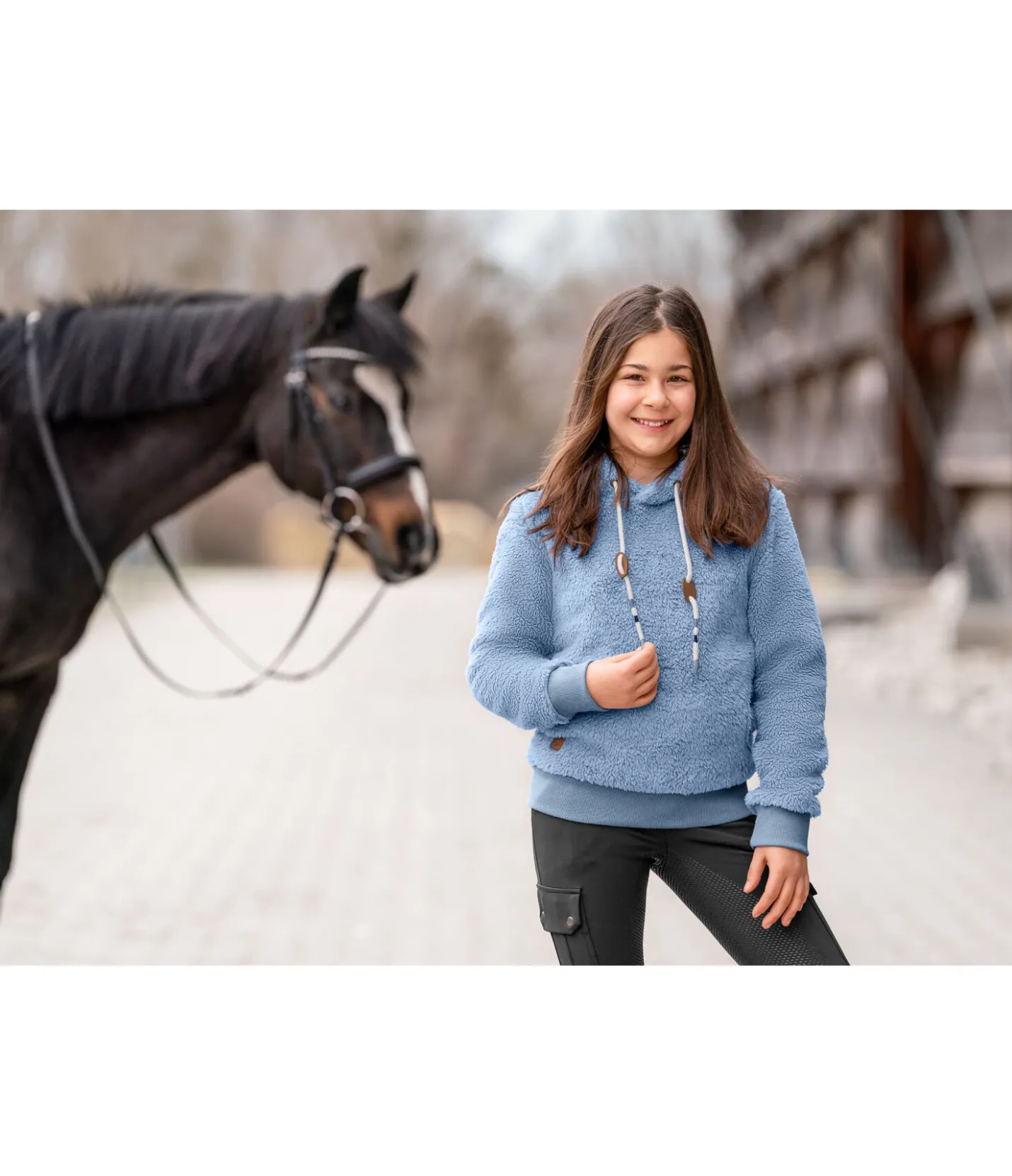 STEEDS Pull à capuche en polaire Teddy enfant Bette bleu cristal Best