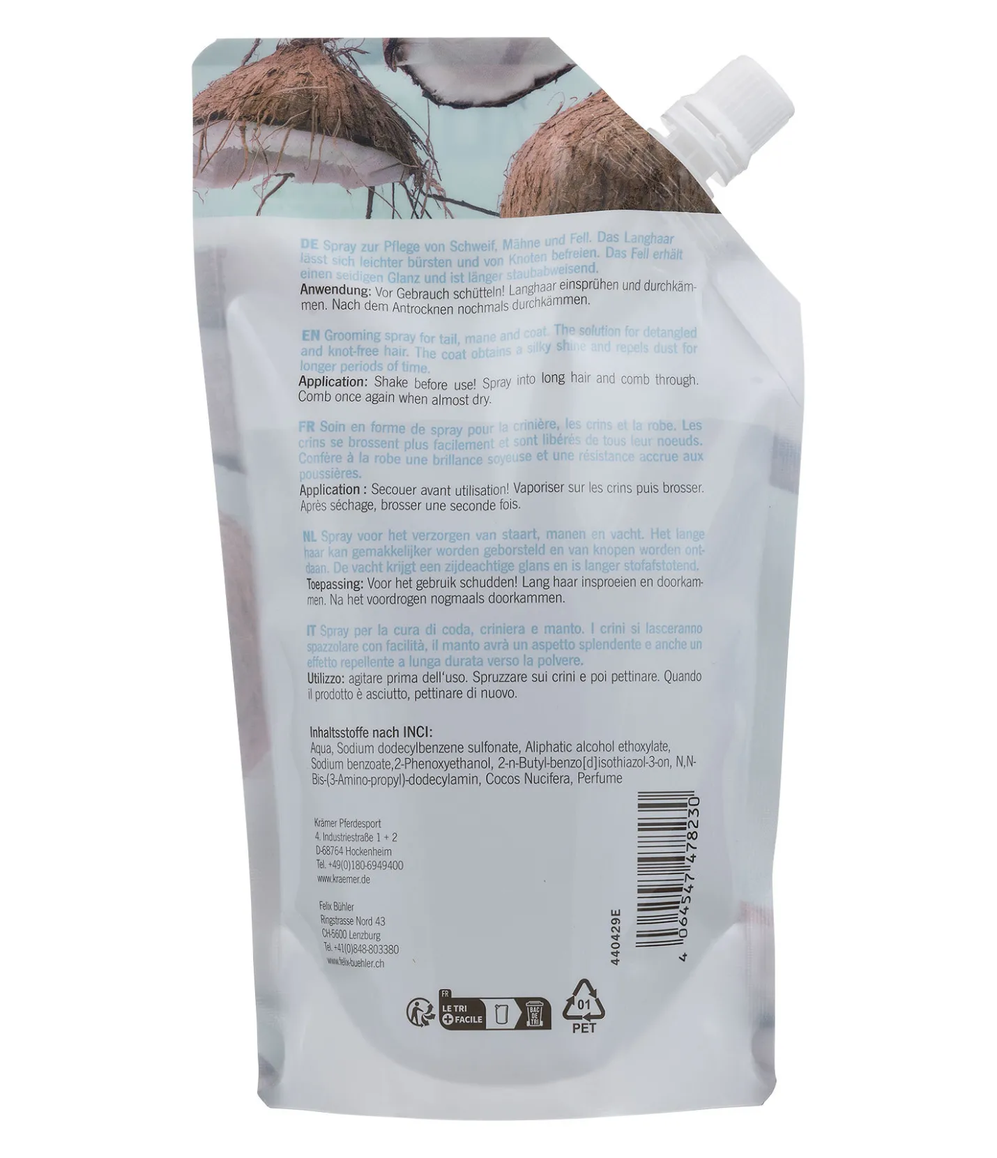 SHOWMASTER Recharge pour spray à crins Noix de Coco Best