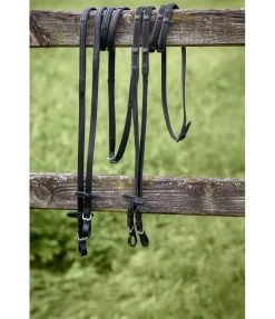 CLARIDGE HOUSE Rênes en cuir de veau gras et souple avec arrêtoirs en cuir noir