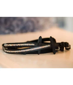 CLARIDGE HOUSE Rênes sangle en cuir gras Crystal Diamond noir Clearance