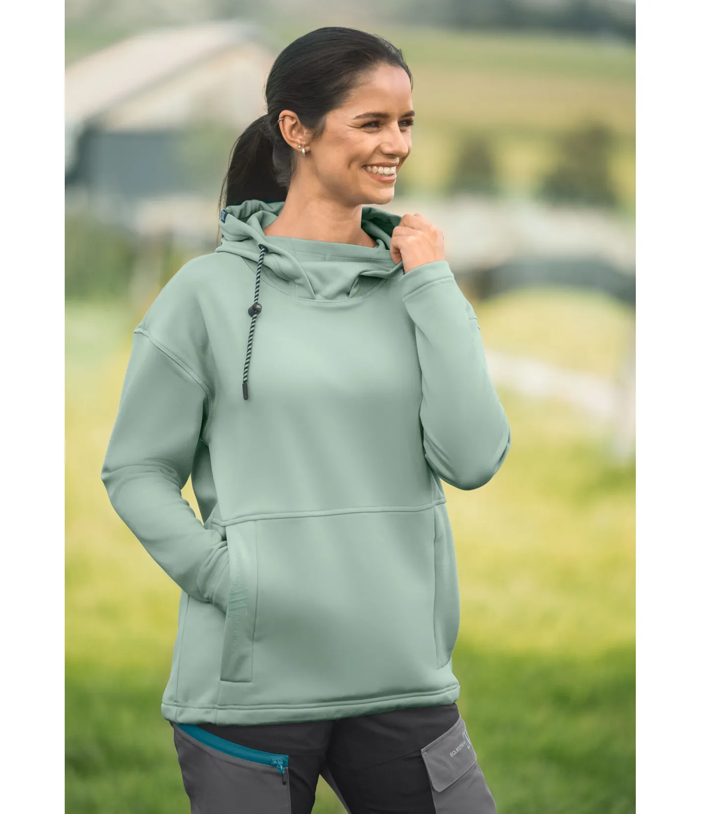 EQUESTRIAN WORK WEAR Sweat à capuche Strech Performance vert jungle Sale
