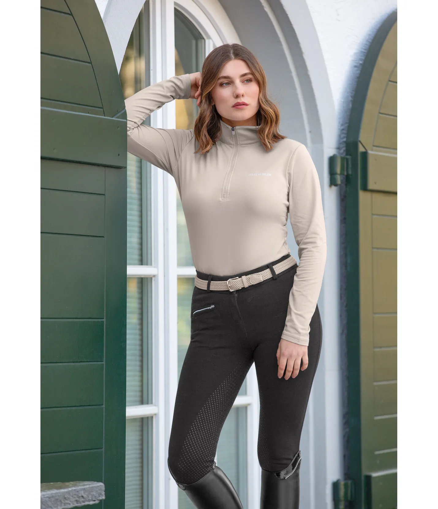 Felix Bühler T-shirt à manches longues stretch Performance Frieda champagne