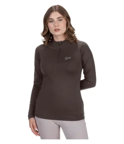 STEEDS T-shirt à manches longues stretch Performance Anna chocolat noir