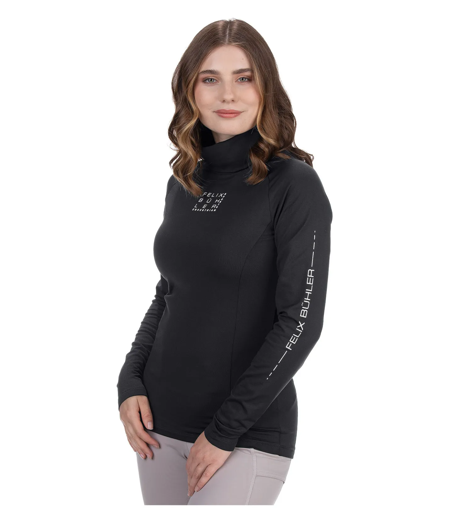 Felix Bühler T-shirt col roulé en stretch Performance à manches longues Jonna noir New