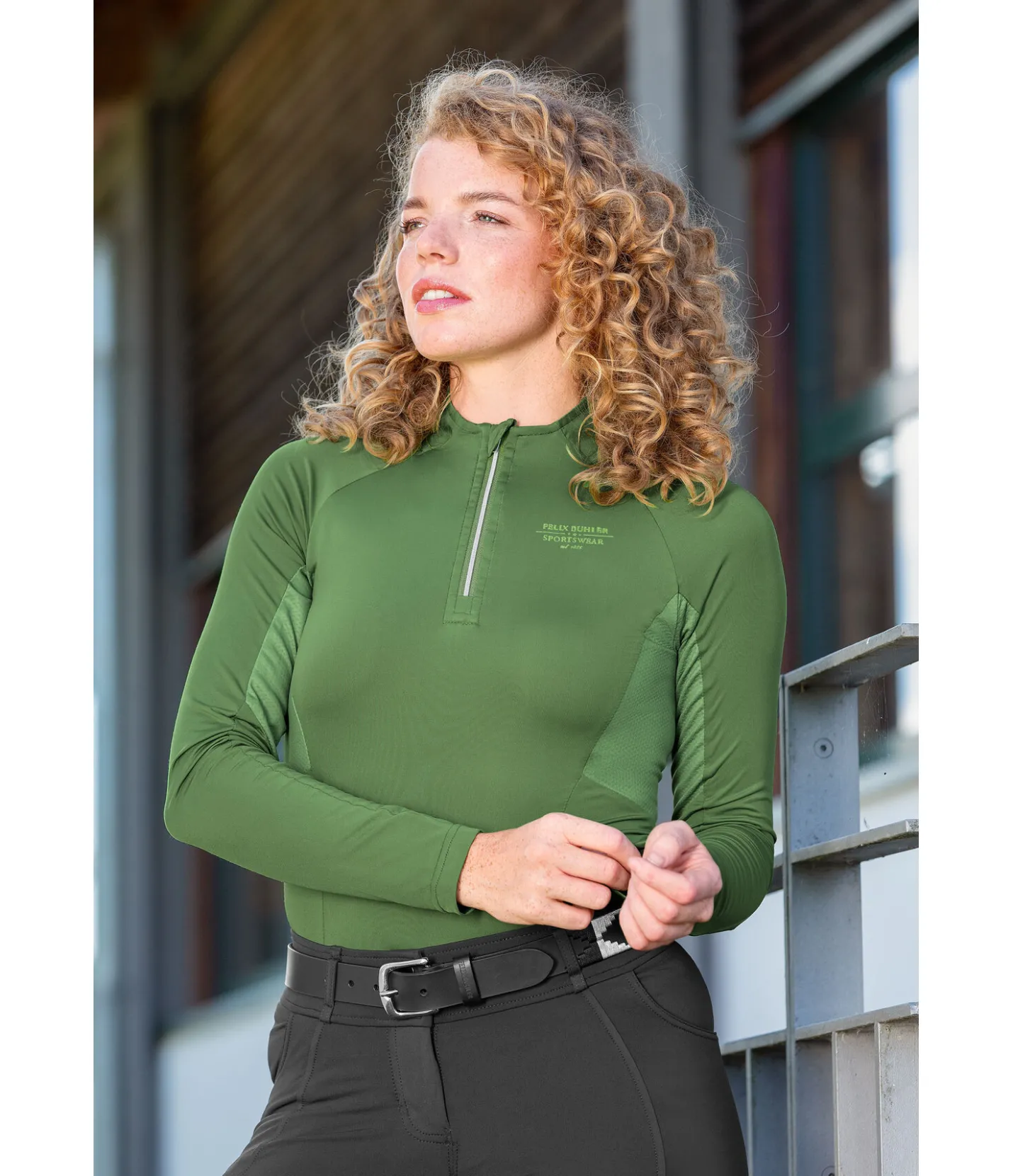 Felix Bühler T-shirt technique à manches longues zippé Sofie vert jasmin Online
