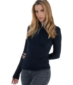 Felix Bühler T-shirt technique à manches longues zippé Sofie navy Outlet