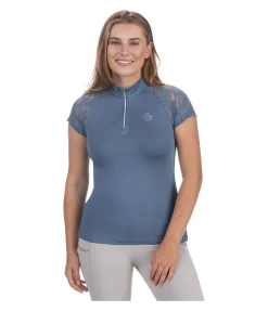 Felix Bühler T-shirt technique zippé Christine bleu fumée New