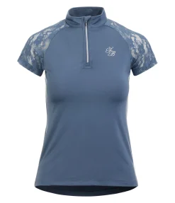 Felix Bühler T-shirt technique zippé Christine bleu fumée New