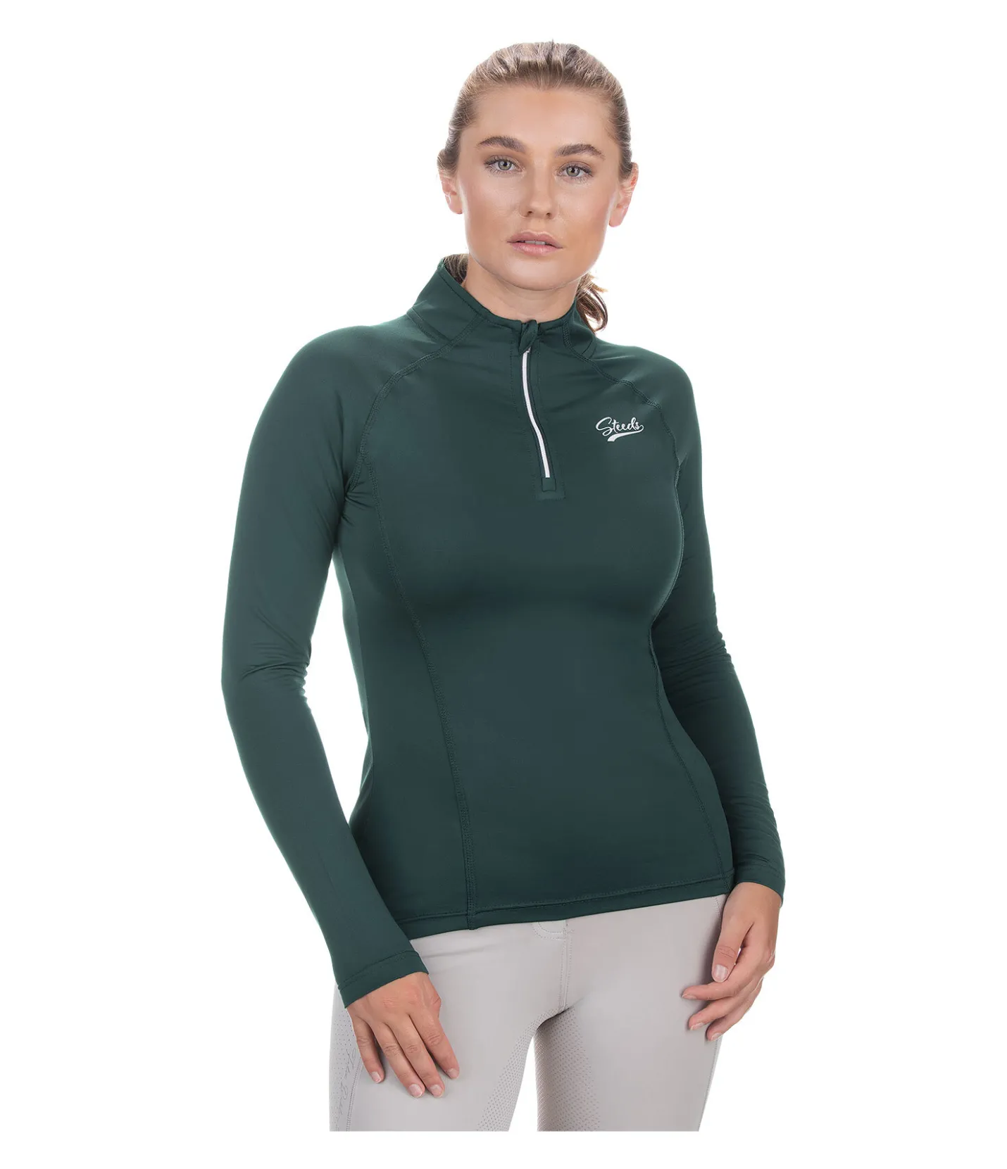 STEEDS T-shirt technique zippé à manches longues Lea thé vert