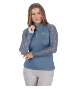 Felix Bühler T-shirt technique zippé à manches longues Sanne bleu fumée Hot