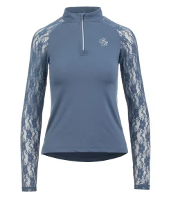 Felix Bühler T-shirt technique zippé à manches longues Sanne bleu fumée Hot
