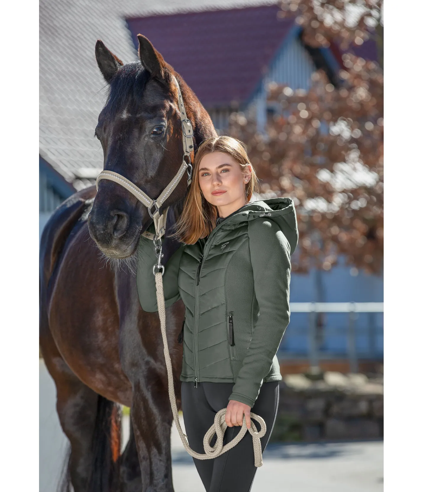 STEEDS Veste bi-matière à capuche Elisa forêt Outlet