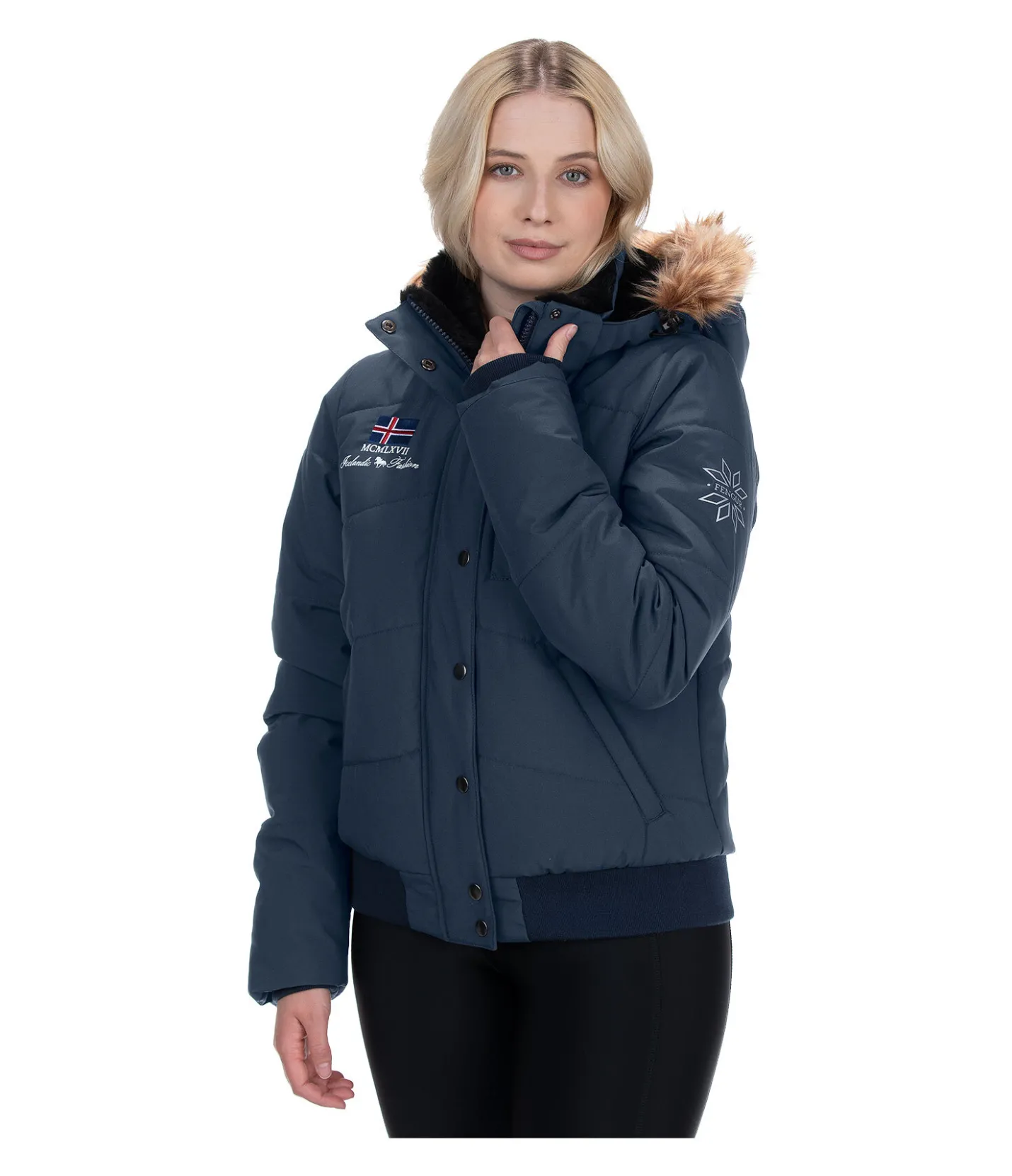 FENGUR Veste d'équitation à capuche hiver Elgur bleu nuit Clearance