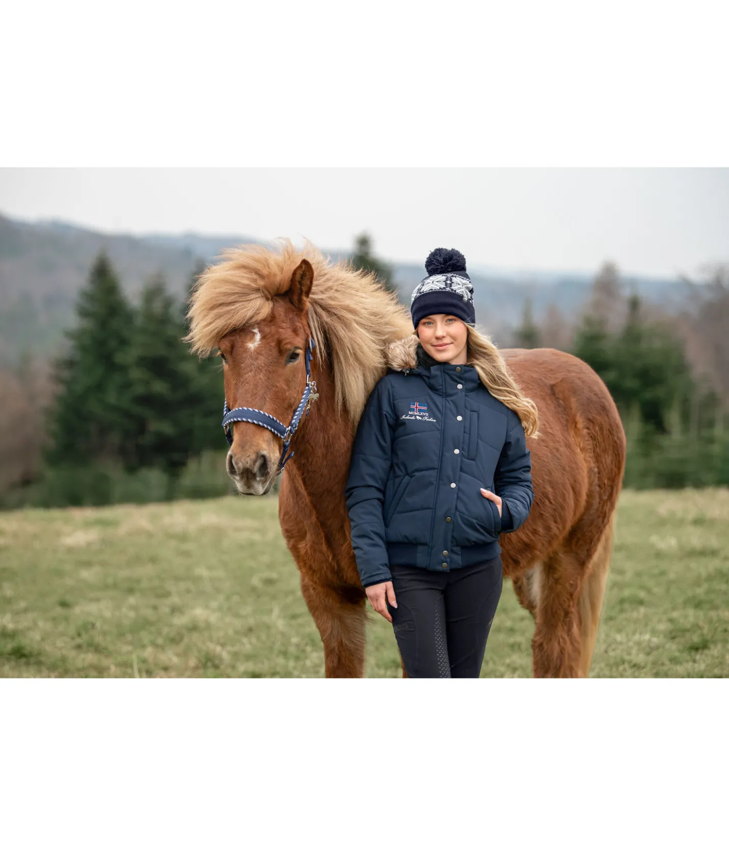 FENGUR Veste d'équitation à capuche hiver Elgur bleu nuit Clearance