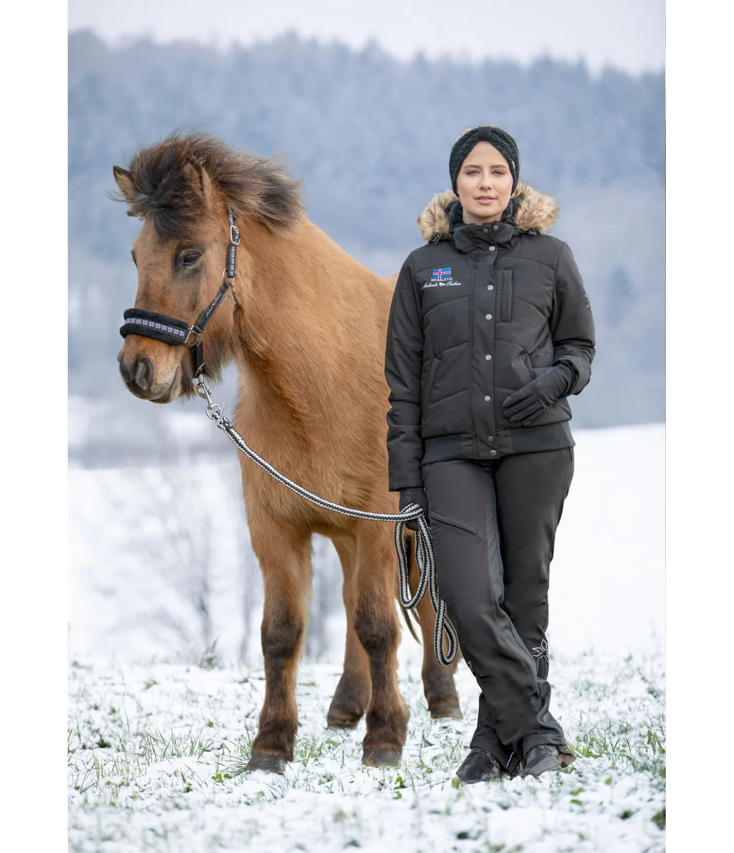 FENGUR Veste d'équitation à capuche hiver Elgur noir