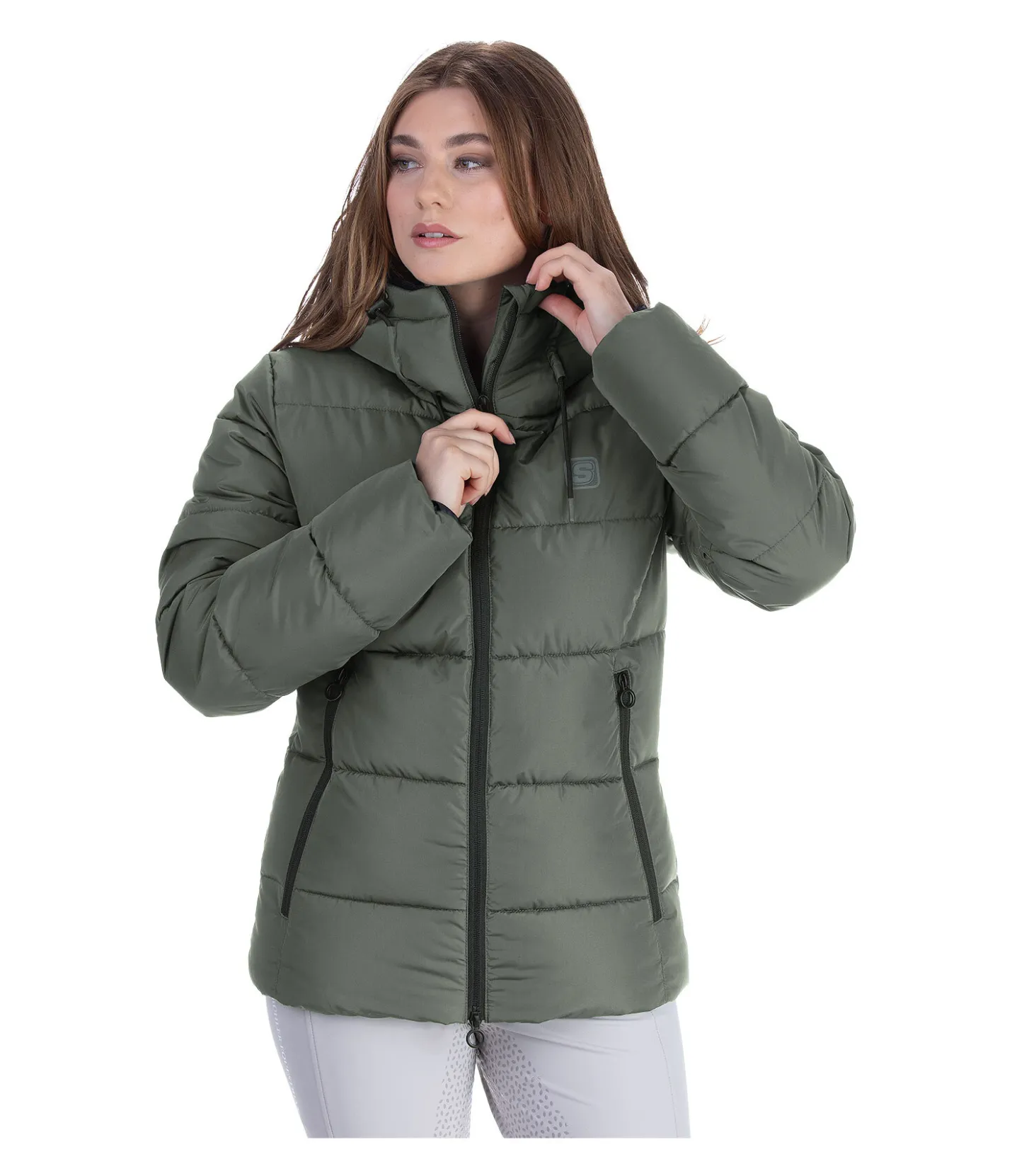 STEEDS Veste d'équitation matelassée à capuche Leela II forêt Clearance